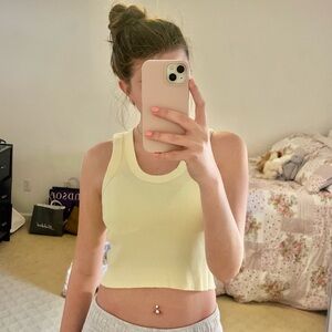 Brandy Melville Ribbed Yellow Tank Top
